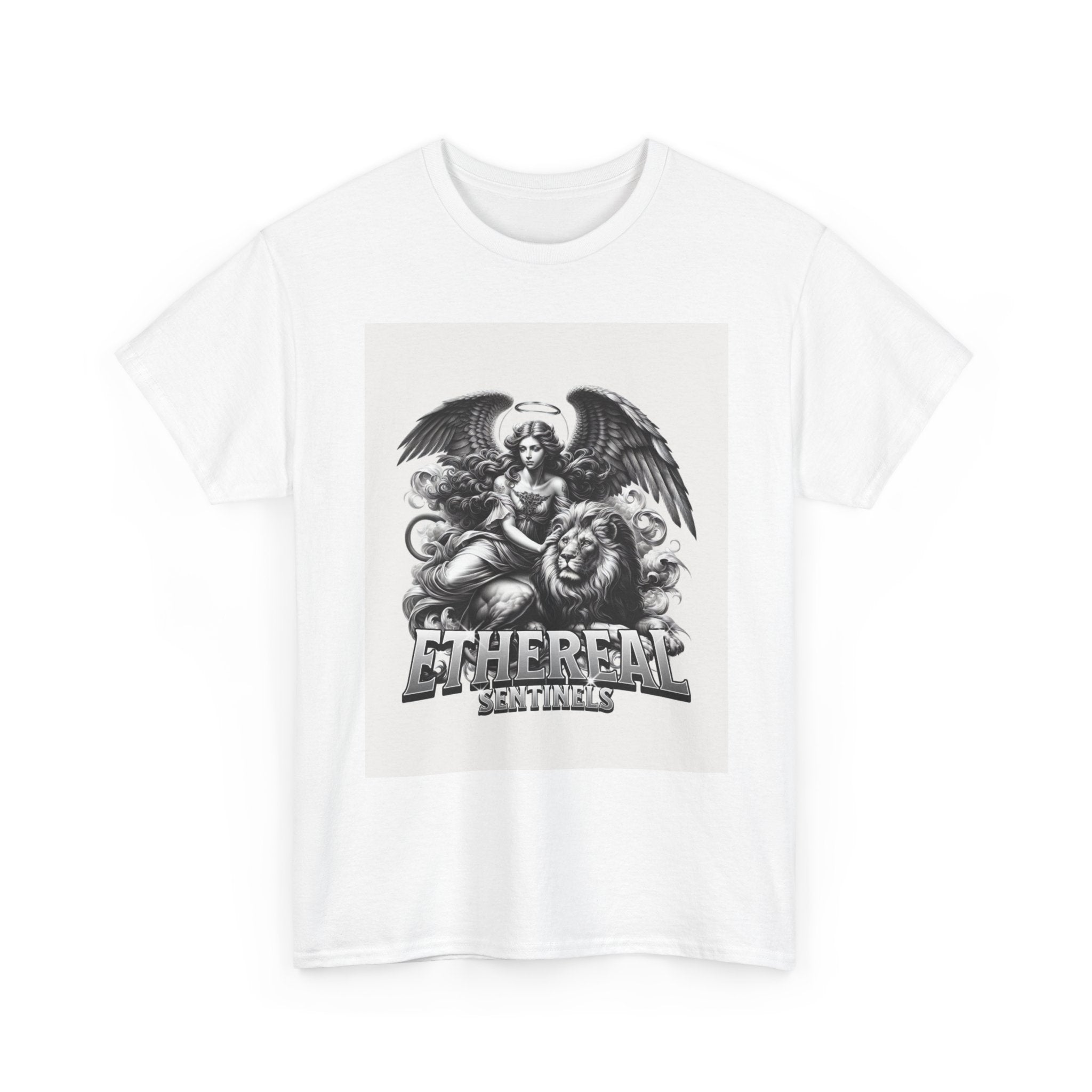 Angel & Lion Graphic Tee — "Ethereal" Vintage Gothic Streetwear