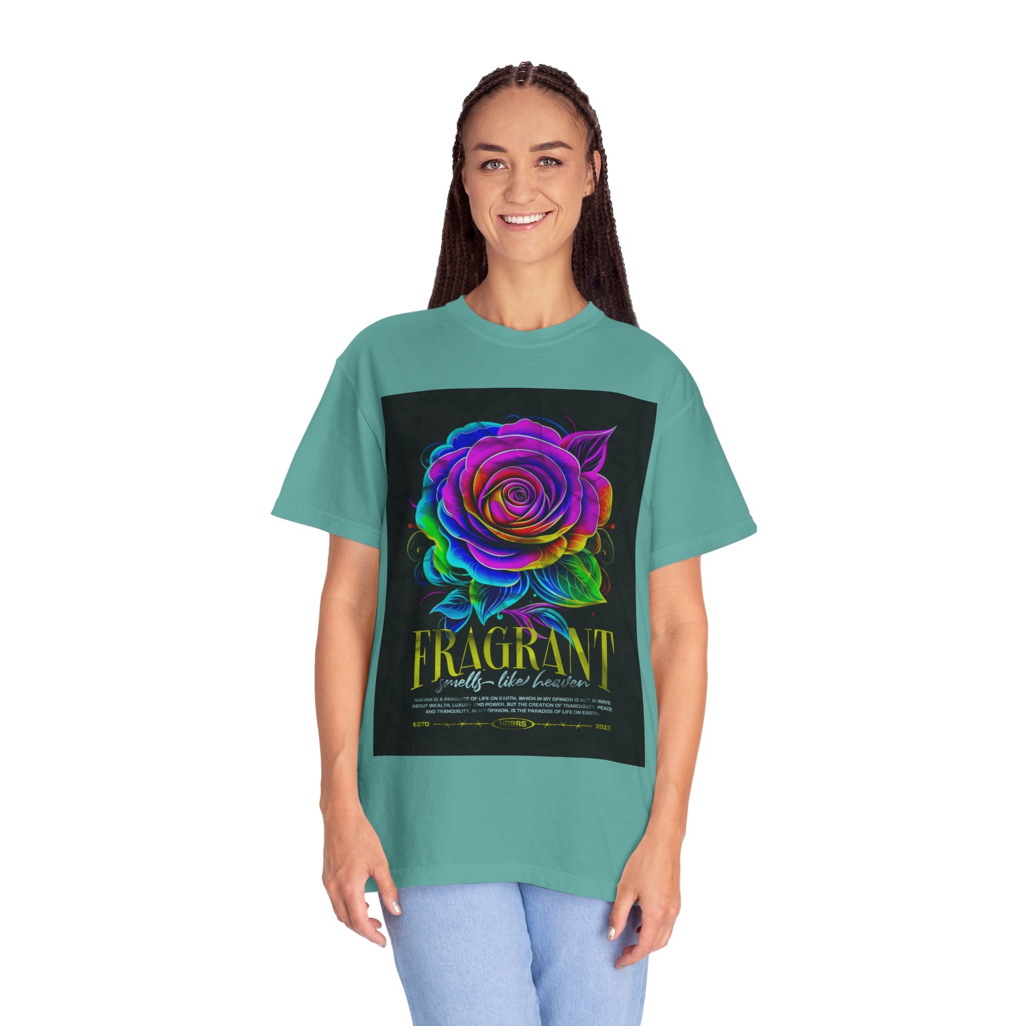Fragrant Rainbow Rose T-Shirt — Vibrant Floral Graphic Tee