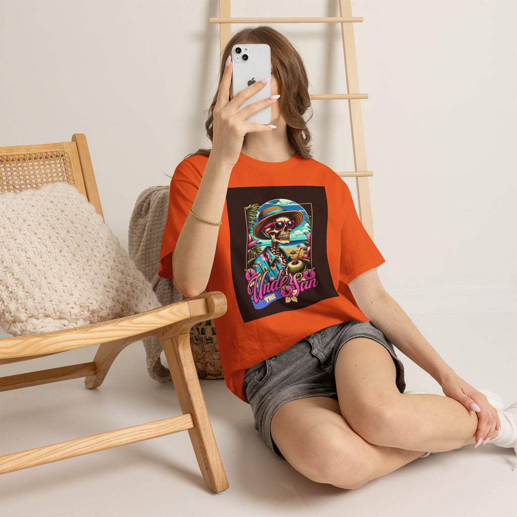 Skull Beach Tee — "Under the Sun" Retro Surf Graphic T-Shirt