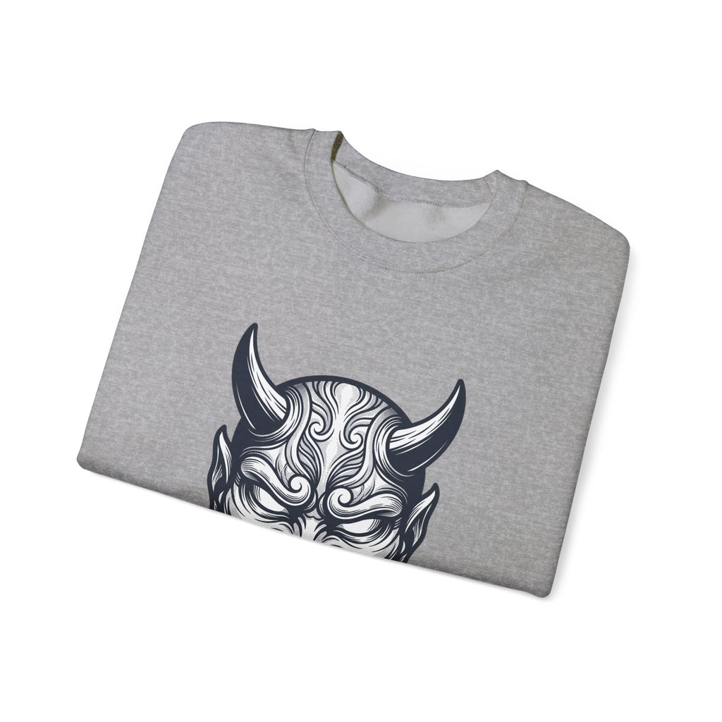 Hannya Mask Crewneck Sweatshirt | Traditional Tattoo-Inspired, Flash-Style