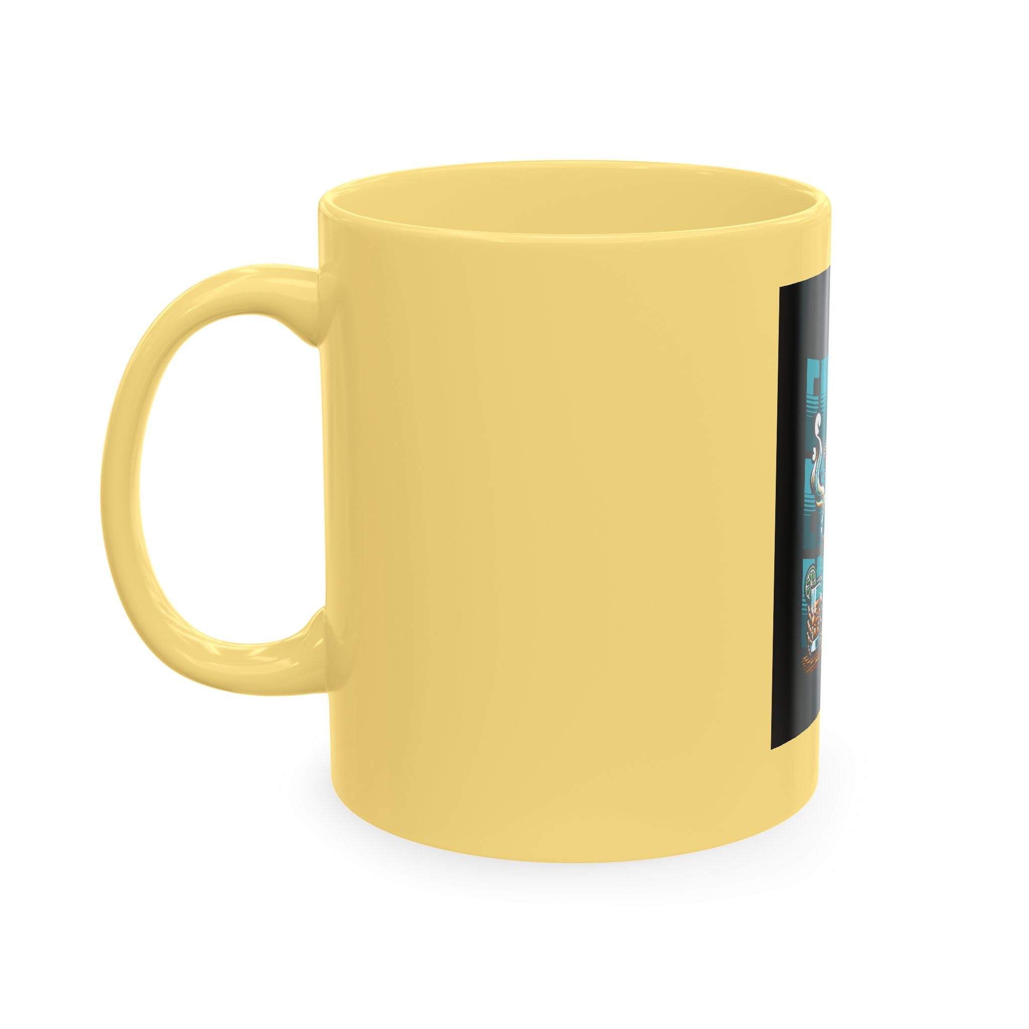 Skull 'Energy' Ceramic Coffee Mug — Retro Skeleton with Drink Design
