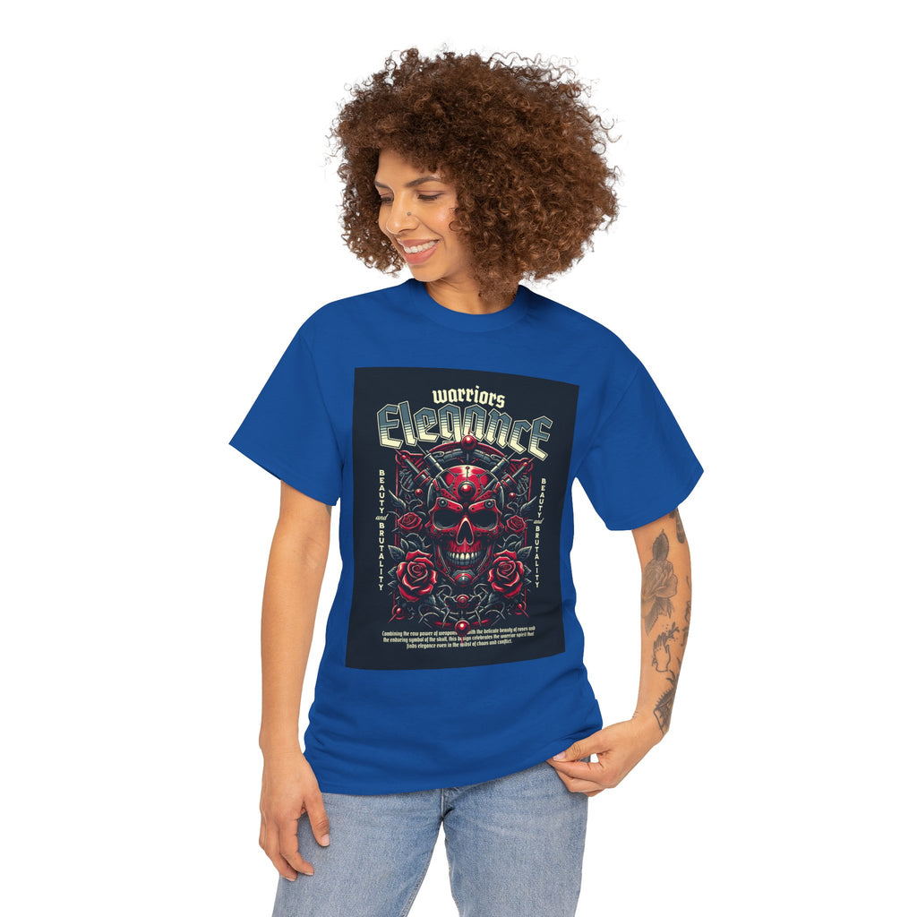 Warriors Electric Skull T‑Shirt — Red Skull & Roses Rock Graphic Tee