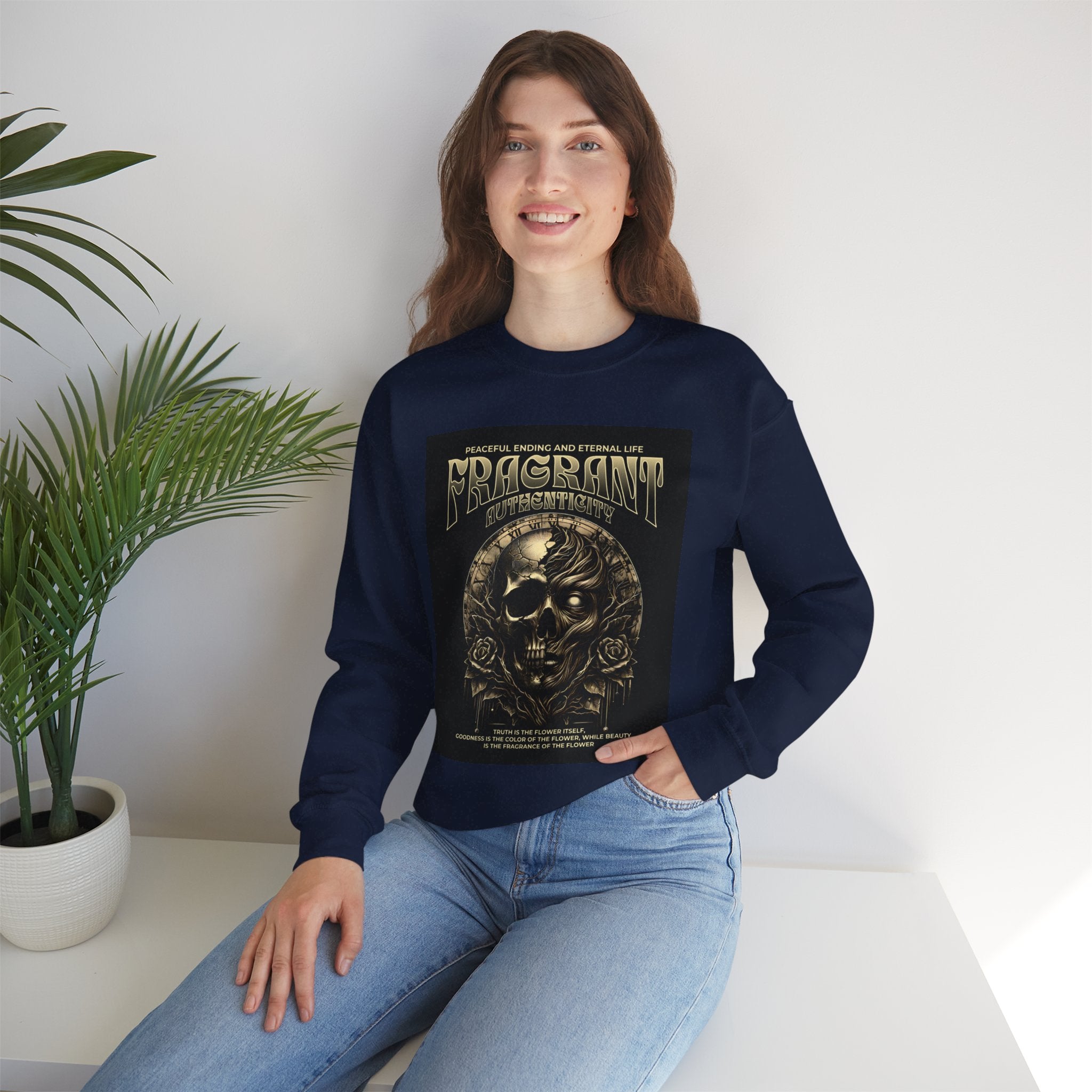 Skull & Roses Crewneck Sweatshirt — “Decrepit” Gothic Graphic