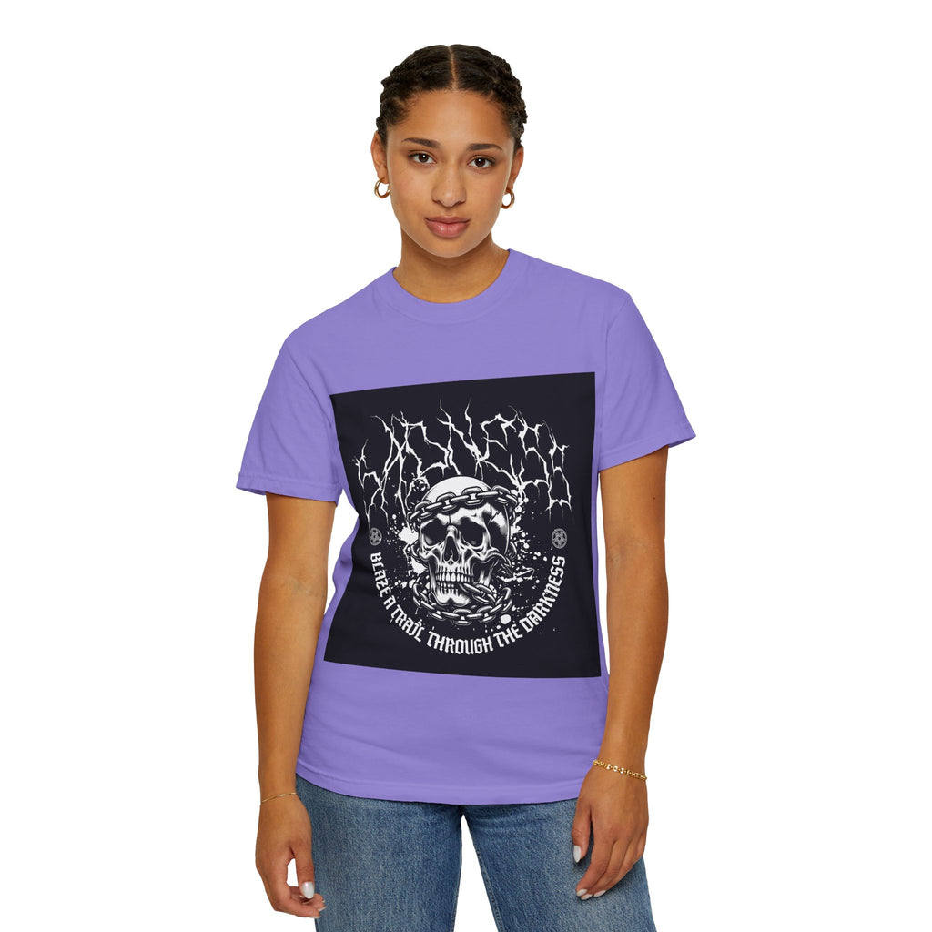 Graphic T-Shirt — 'Break a Path Through the Darkness' Skull Lightning Design