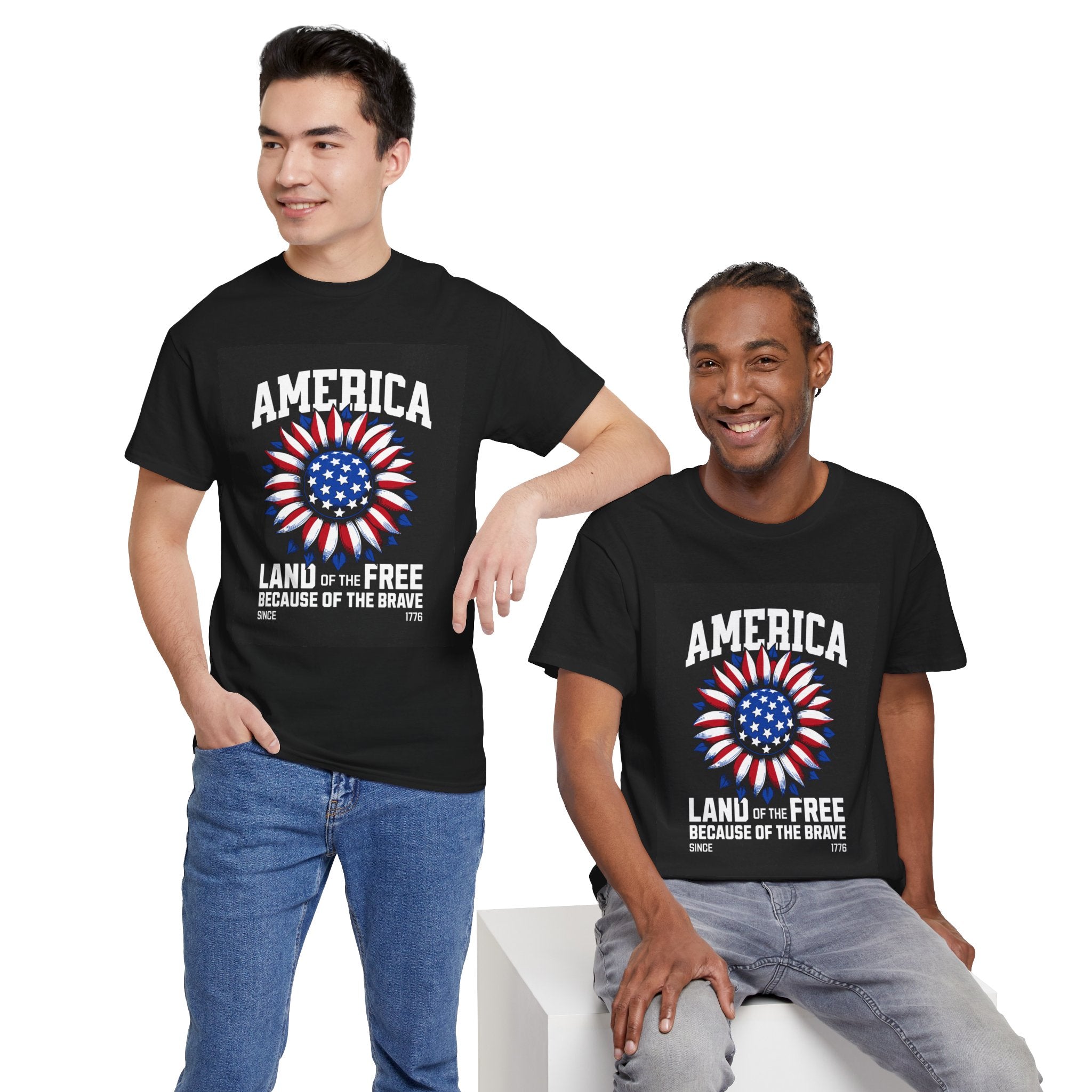 Patriotic America Tee — "Land of the Free Because of the Brave" Cotton T-Shirt
