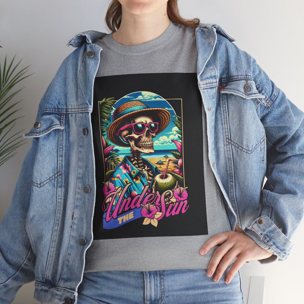 Skull Beach Tee — "Under the Sun" Retro Surf Graphic T-Shirt