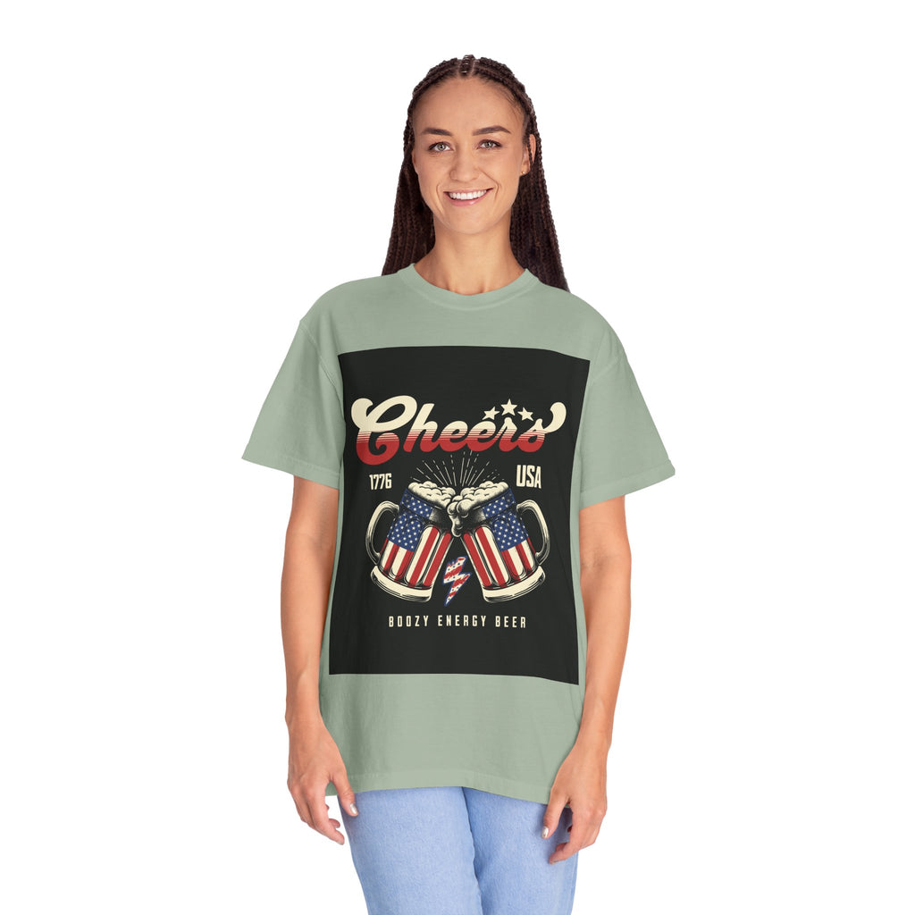 Cheers USA T-Shirt — Patriotic Beer Mugs Graphic Tee (1776)