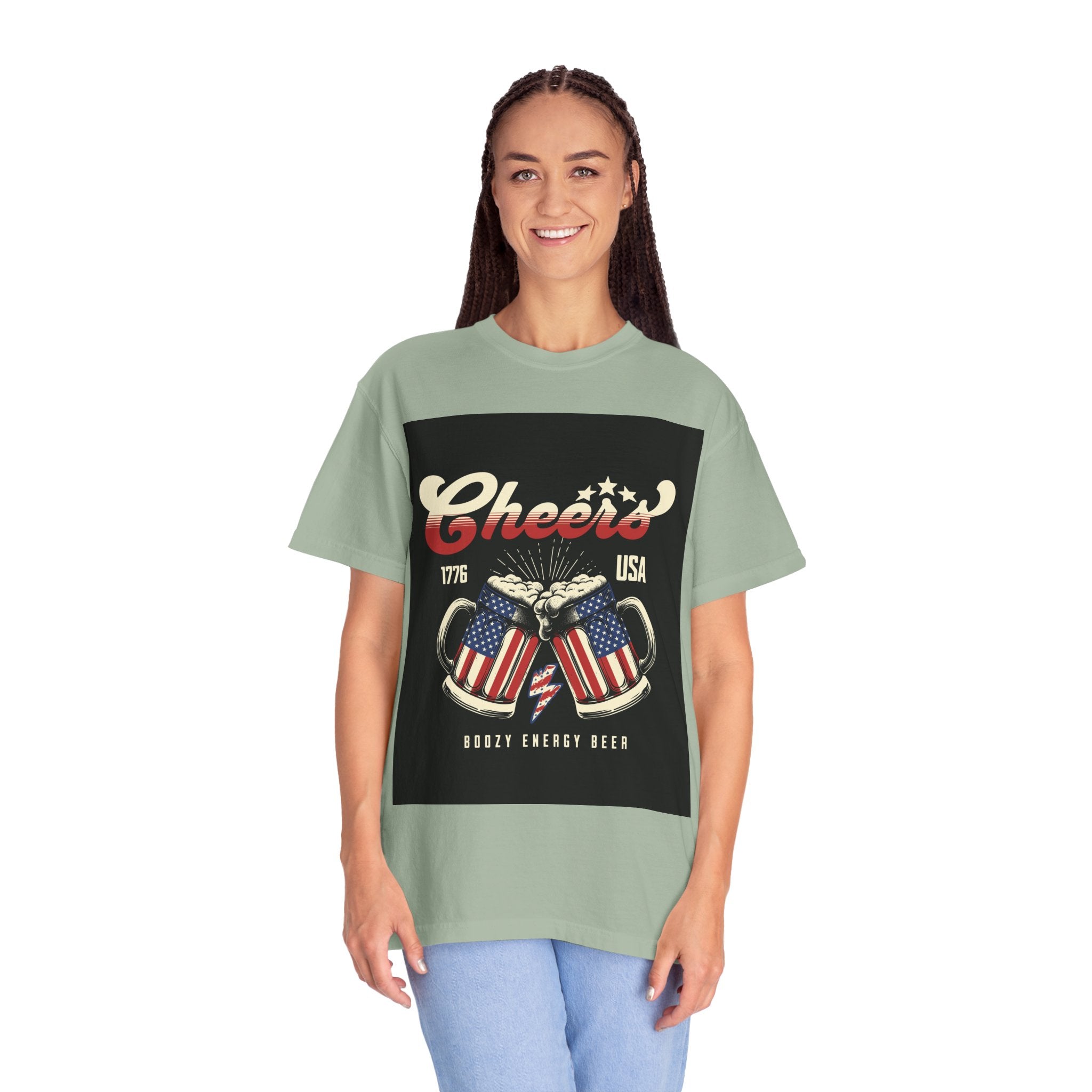 Cheers USA T-Shirt — Patriotic Beer Mugs Graphic Tee (1776)