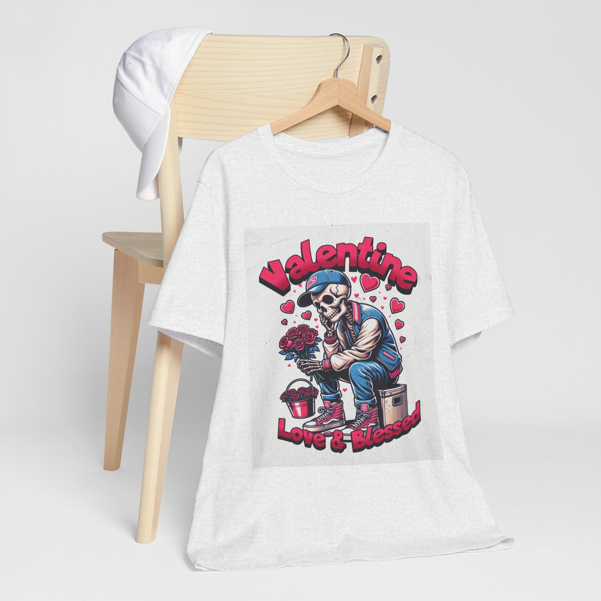 Valentine Skull T-Shirt – "Love & Blessed" Gothic Valentine Tee
