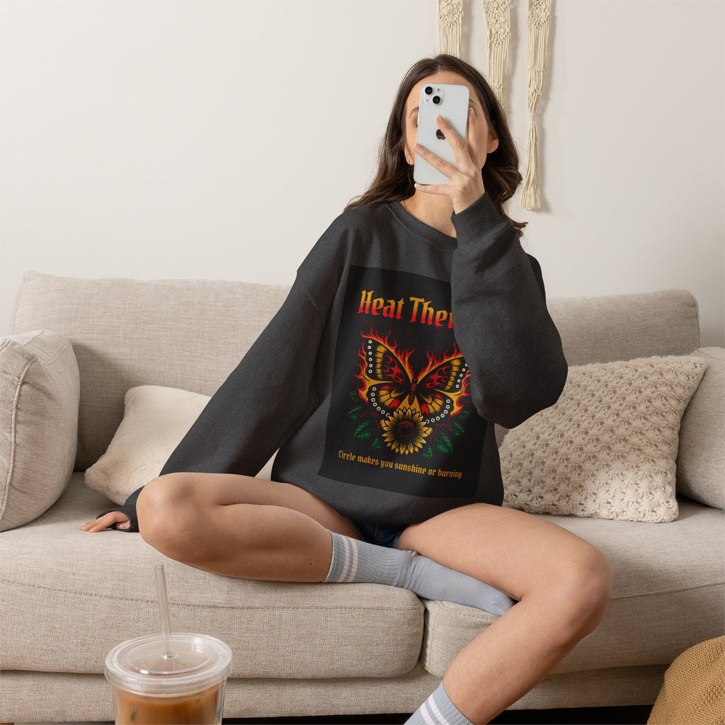 Heat Therapy Crewneck Sweatshirt — Butterfly Flame Graphic