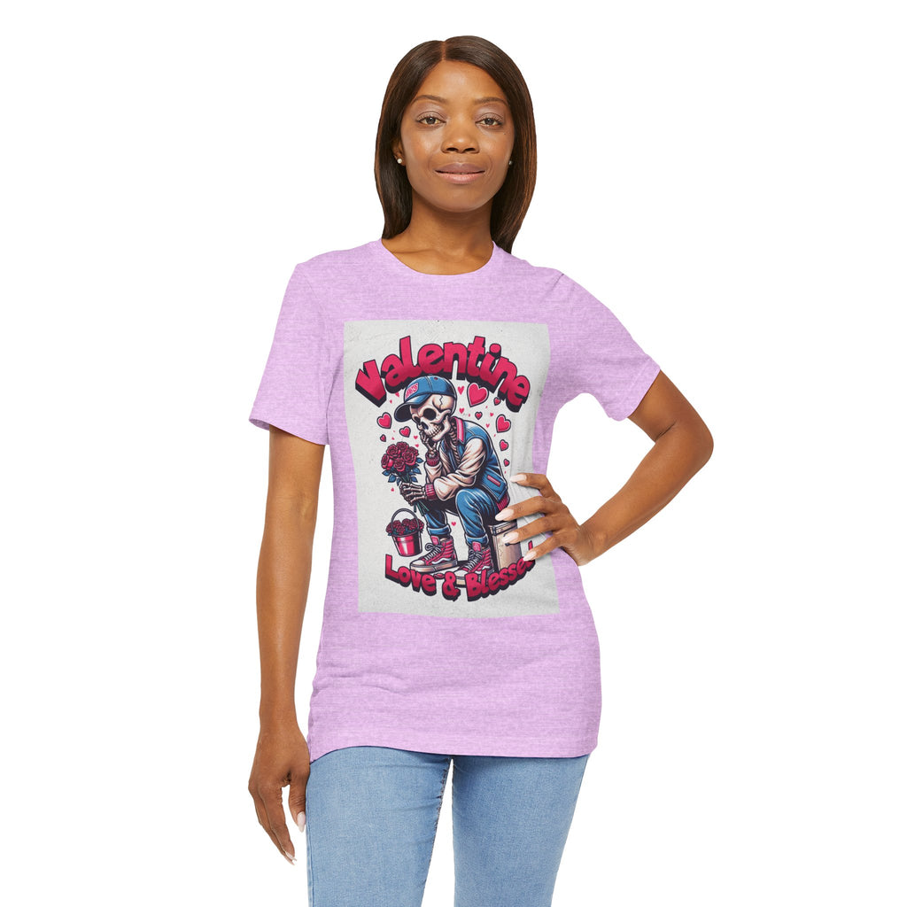 Valentine Skull T-Shirt – "Love & Blessed" Gothic Valentine Tee