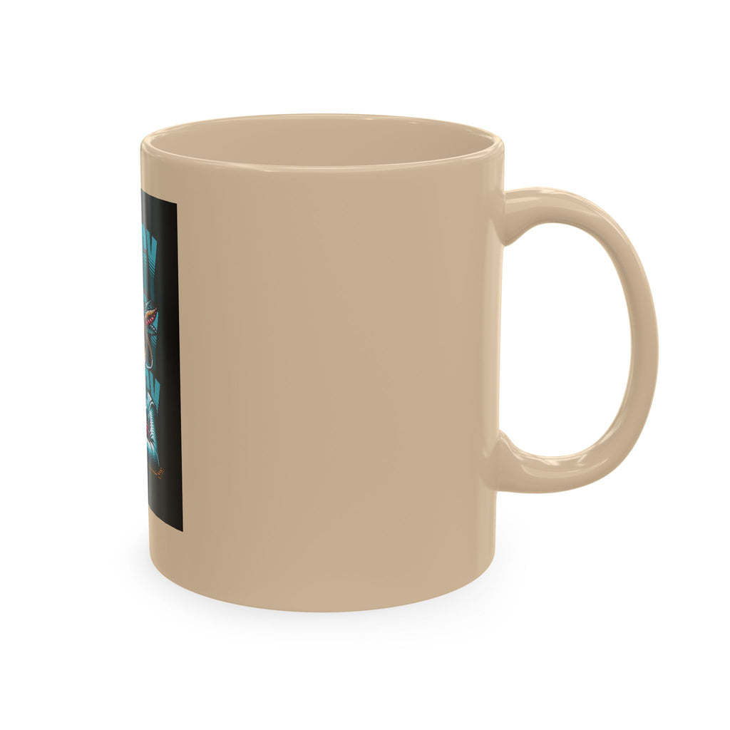 Skull 'Energy' Ceramic Coffee Mug — Retro Skeleton with Drink Design