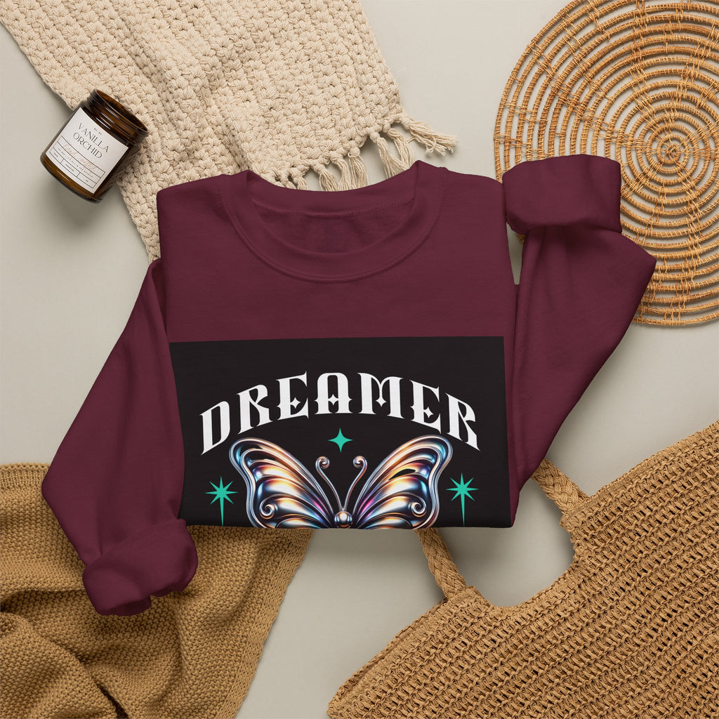 Dreamer Butterfly Crewneck Sweatshirt — Inspiring 'Dreamer' Graphic Pullover