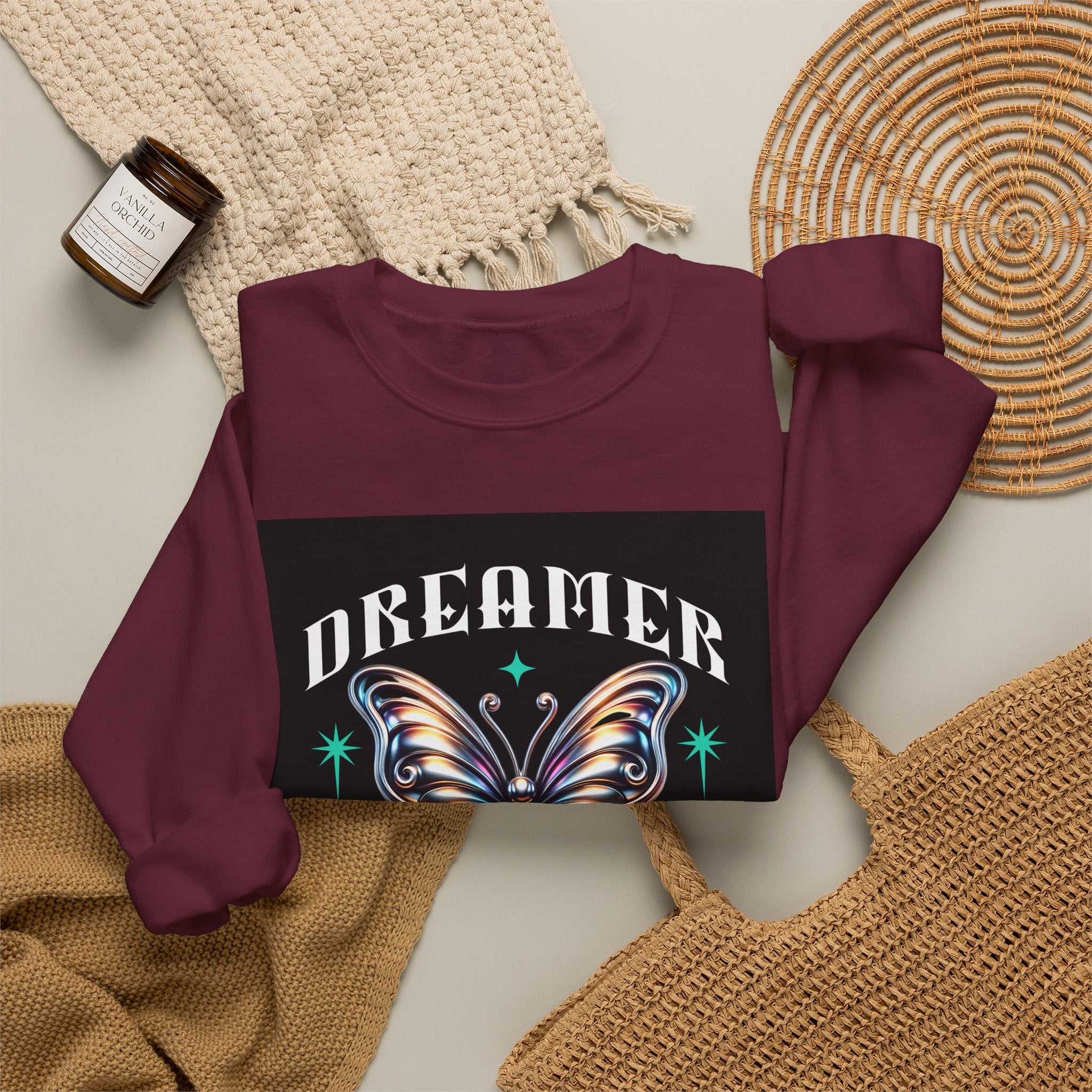 Dreamer Butterfly Crewneck Sweatshirt — Inspiring 'Dreamer' Graphic Pullover