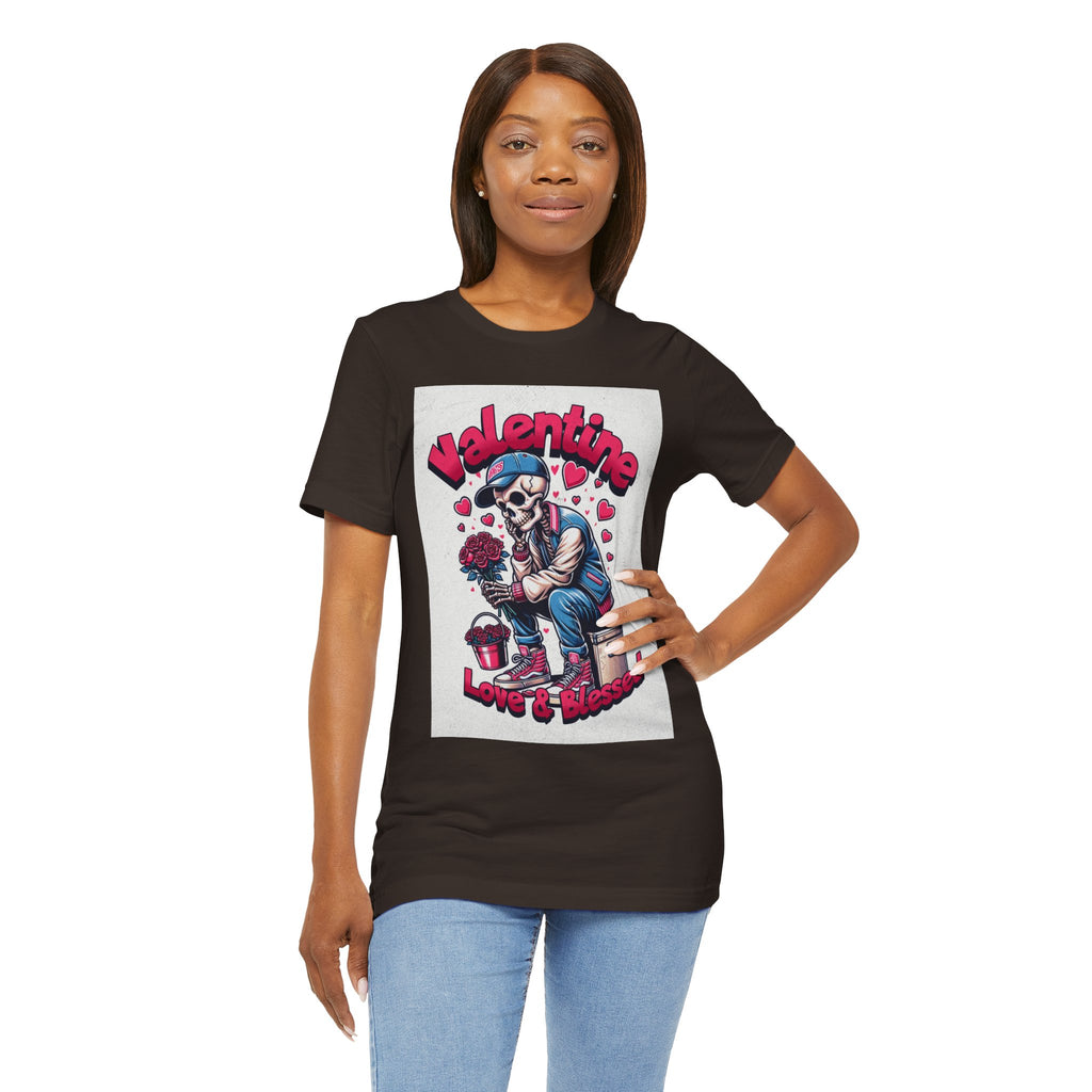 Valentine Skull T-Shirt – "Love & Blessed" Gothic Valentine Tee