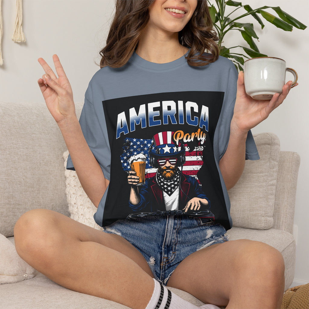 America Party T-Shirt — Cheers to Freedom 4th of July Patriotic Tee