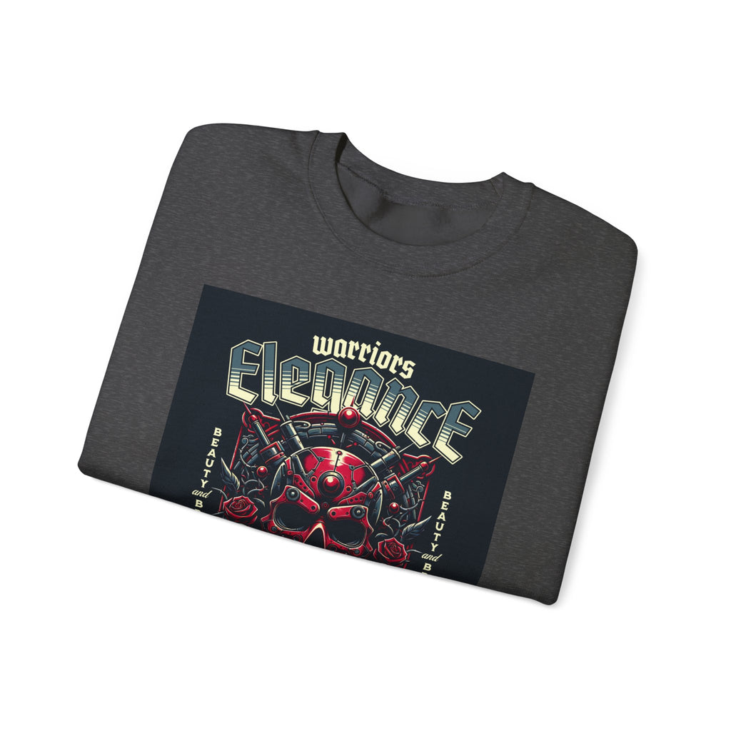 Crewneck Sweatshirt – "Warriors Electric" Skull & Roses Graphic