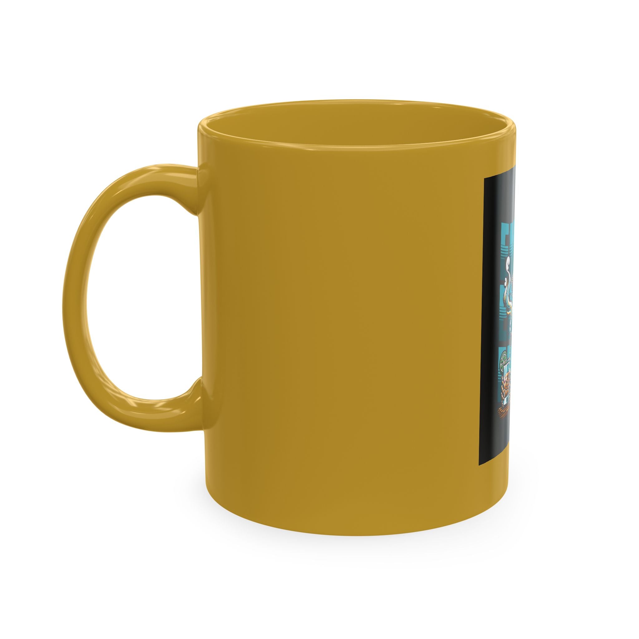 Skull 'Energy' Ceramic Coffee Mug — Retro Skeleton with Drink Design