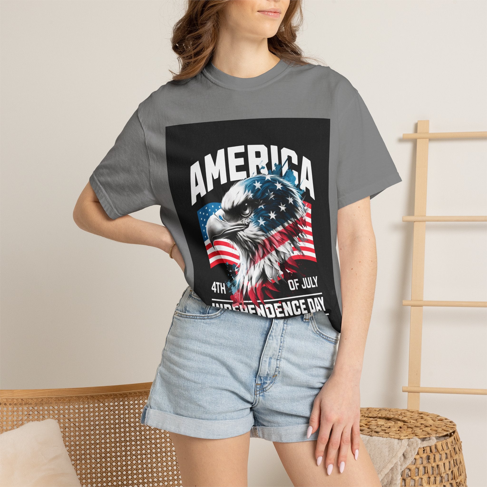 Independence Day T-shirt — 'America' Eagle Flag 4th of July Tee