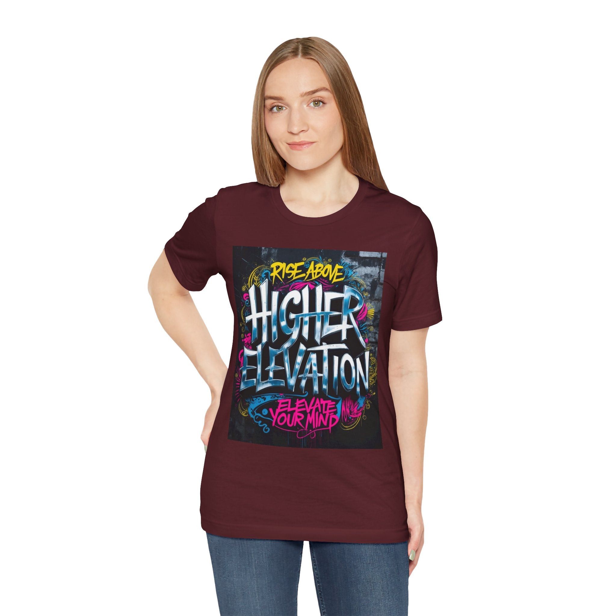 Higher Elevation Graffiti T-Shirt — "Rise Above, Elevate Your Mind"