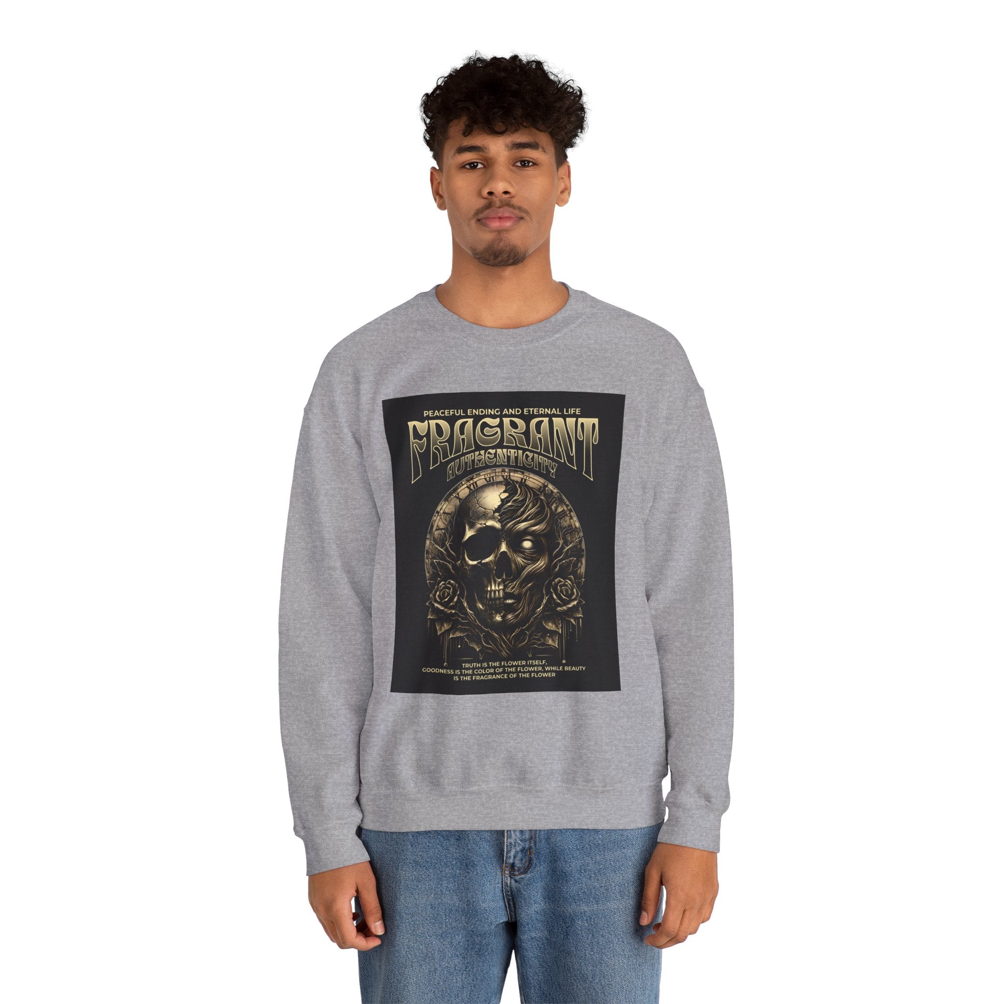 Skull & Roses Crewneck Sweatshirt — “Decrepit” Gothic Graphic