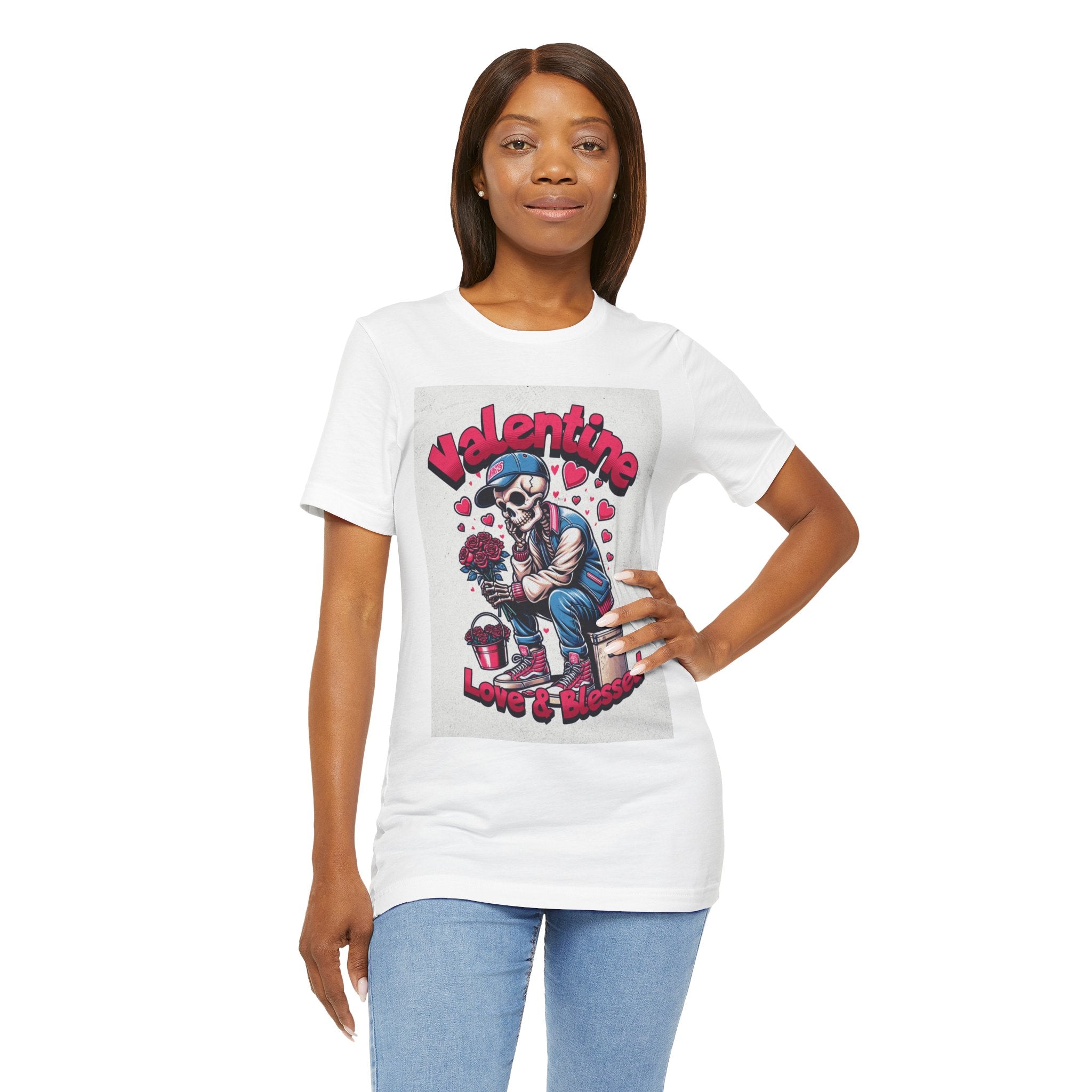 Valentine Skull T-Shirt – "Love & Blessed" Gothic Valentine Tee