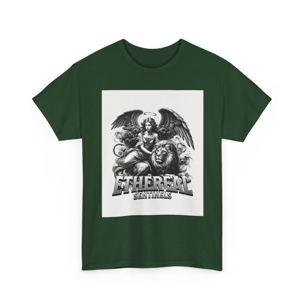 Angel & Lion Graphic Tee — "Ethereal" Vintage Gothic Streetwear