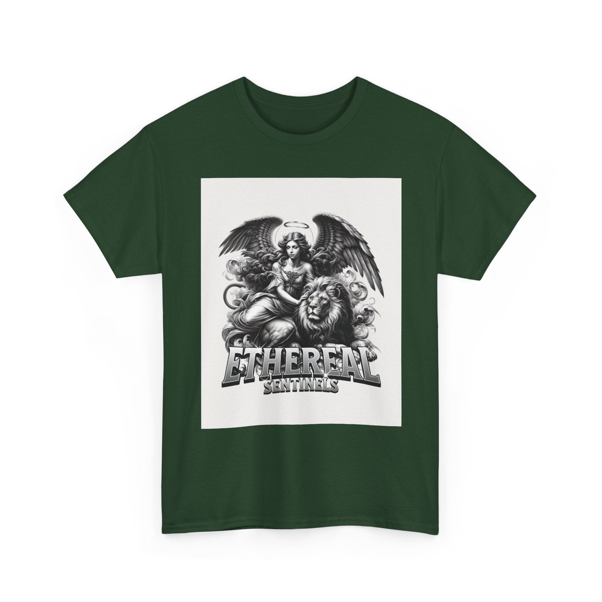 Angel & Lion Graphic Tee — "Ethereal" Vintage Gothic Streetwear