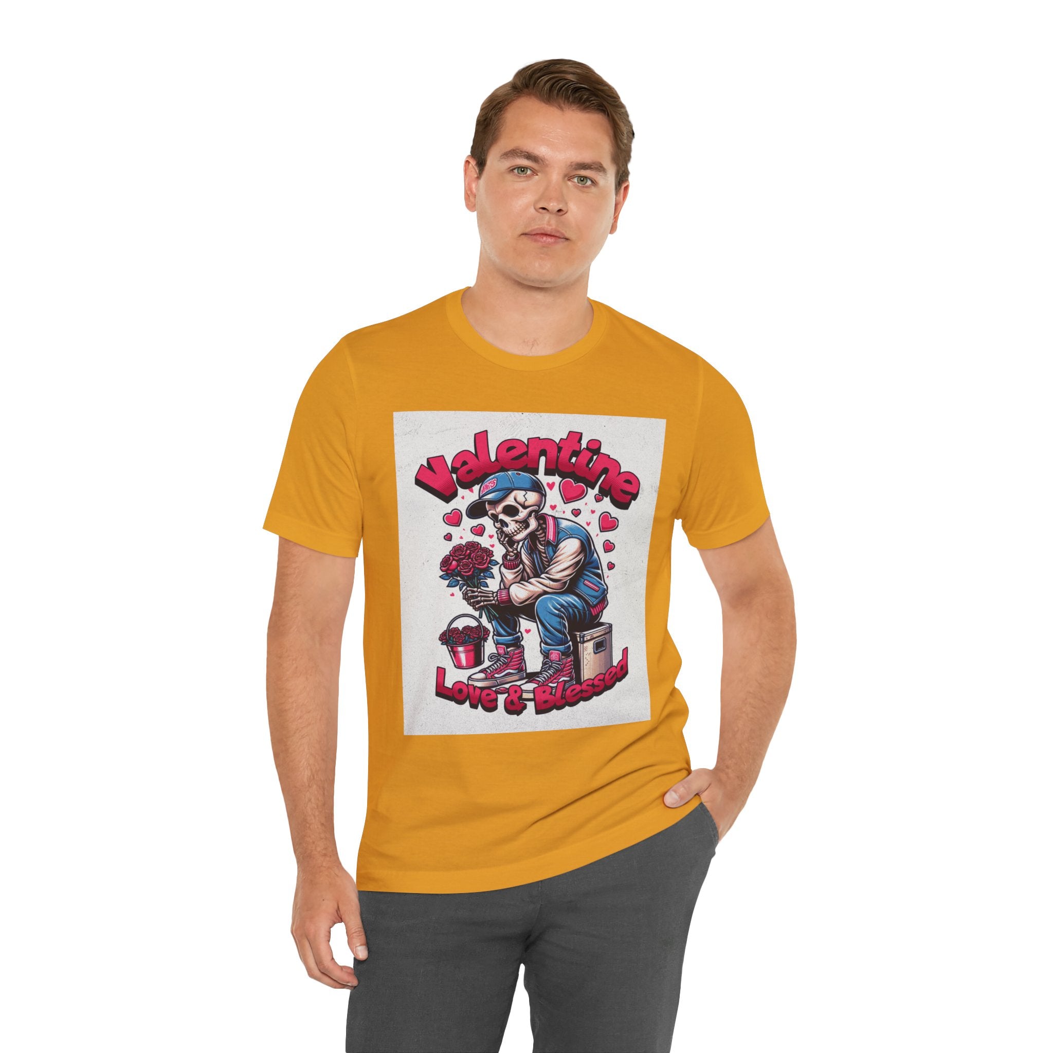 Valentine Skull T-Shirt – "Love & Blessed" Gothic Valentine Tee