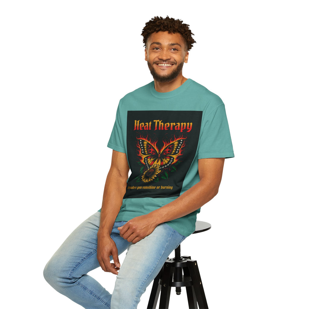 Heat Therapy Butterfly T-Shirt — Retro Floral Sunflower Design