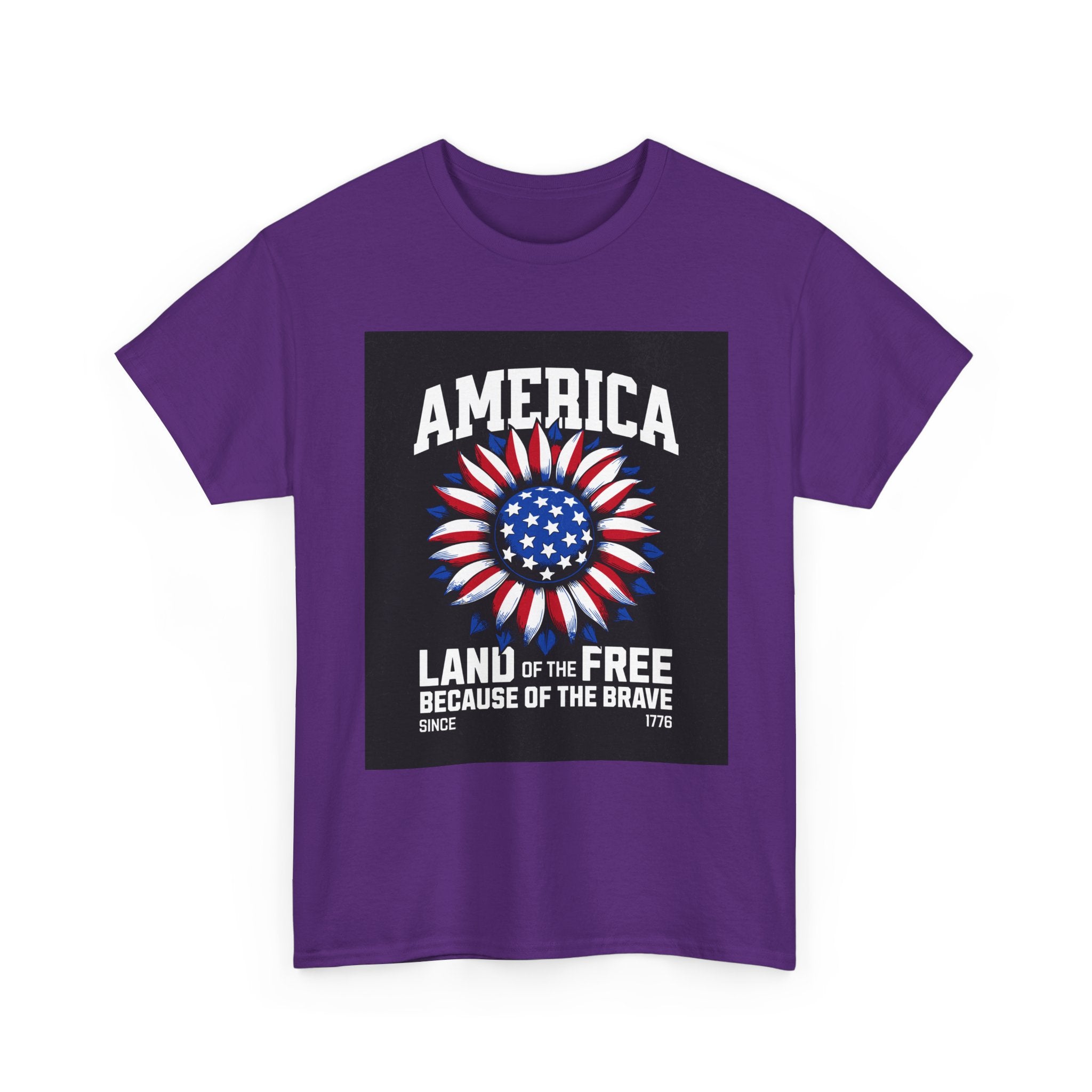 Patriotic America Tee — "Land of the Free Because of the Brave" Cotton T-Shirt