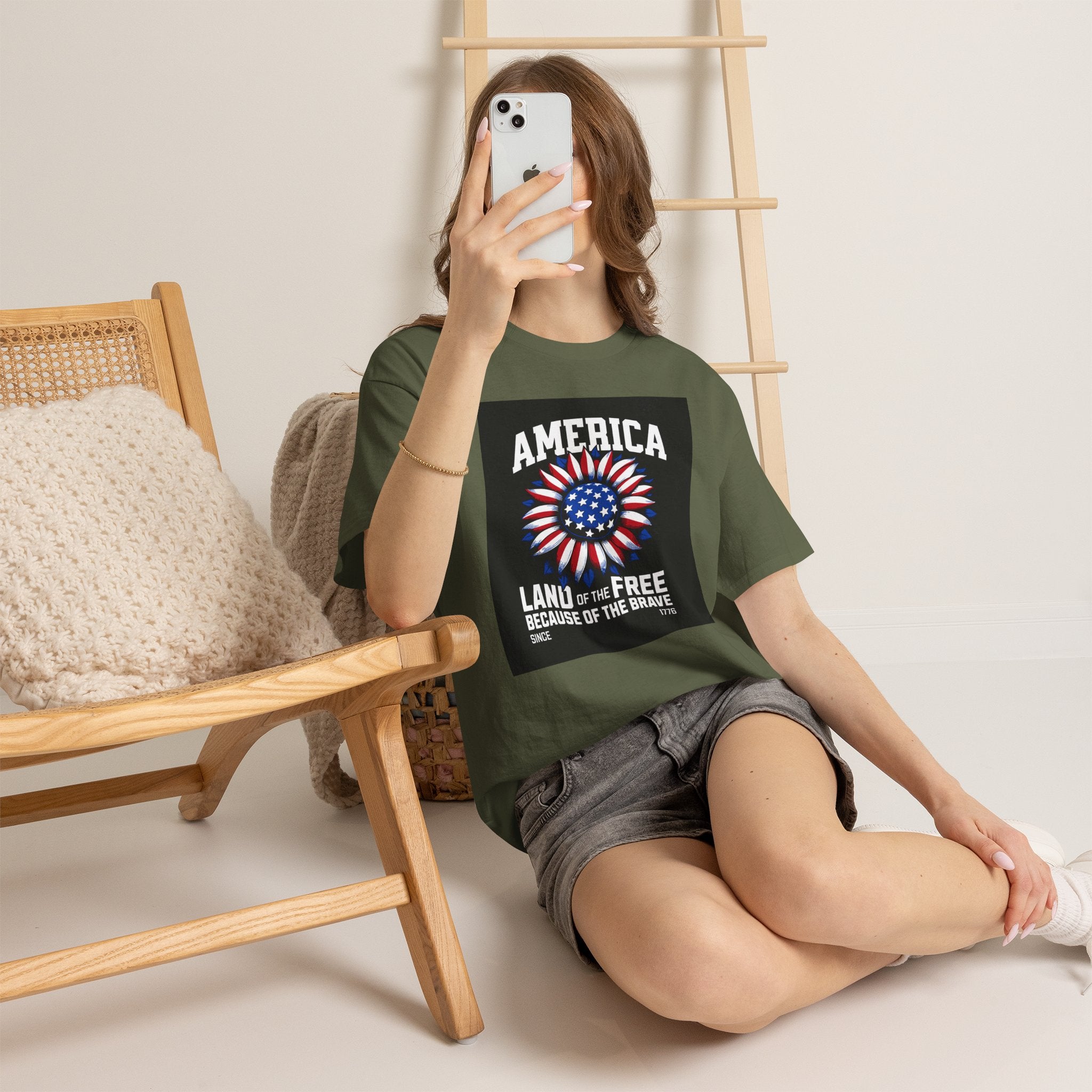 Patriotic America Tee — "Land of the Free Because of the Brave" Cotton T-Shirt