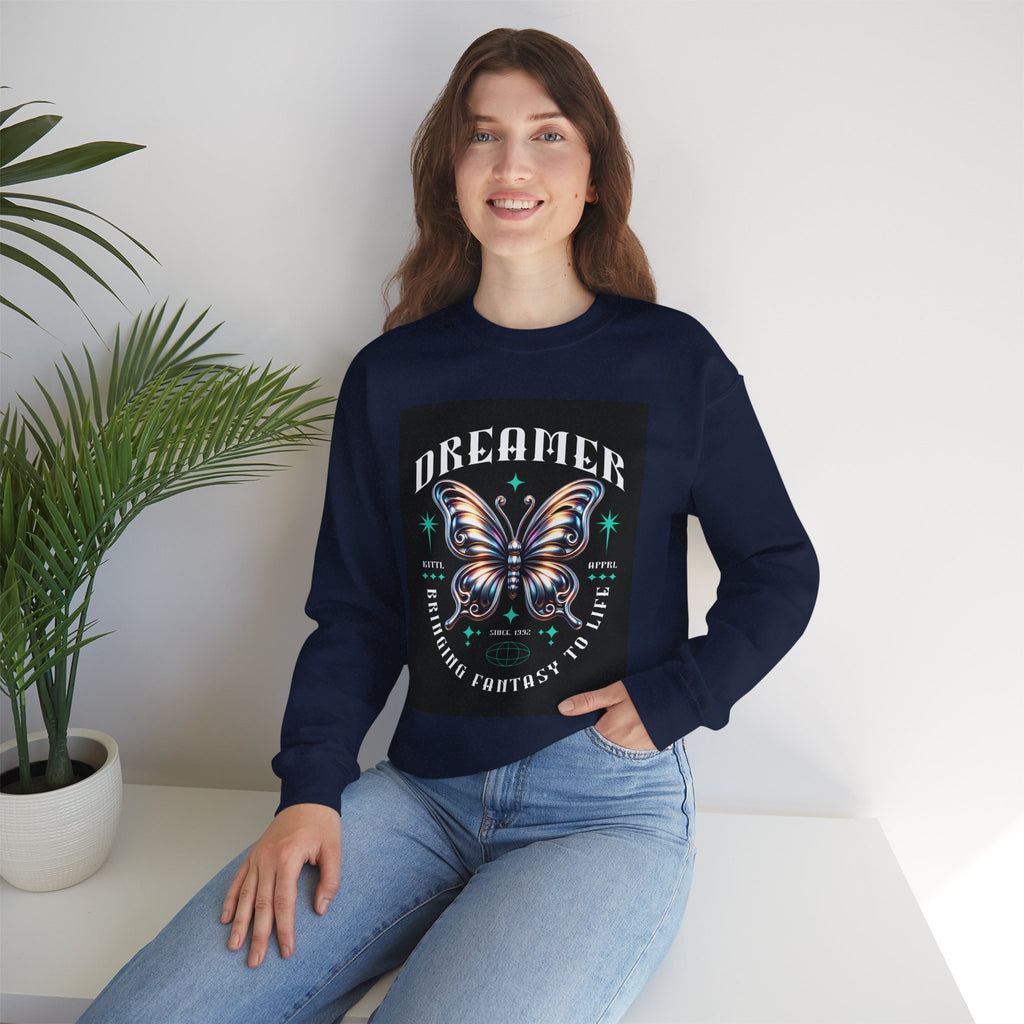 Dreamer Butterfly Crewneck Sweatshirt — Inspiring 'Dreamer' Graphic Pullover