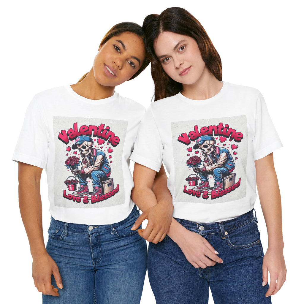 Valentine Skull T-Shirt – "Love & Blessed" Gothic Valentine Tee
